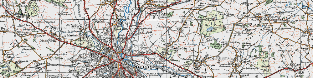 Old map of Chaddesden in 1921