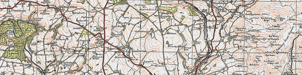 Old map of Chaddlehanger in 1919