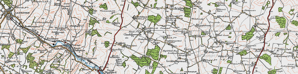 Old map of Chaddleworth in 1919
