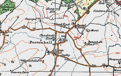 Old map of Chadwell End in 1919
