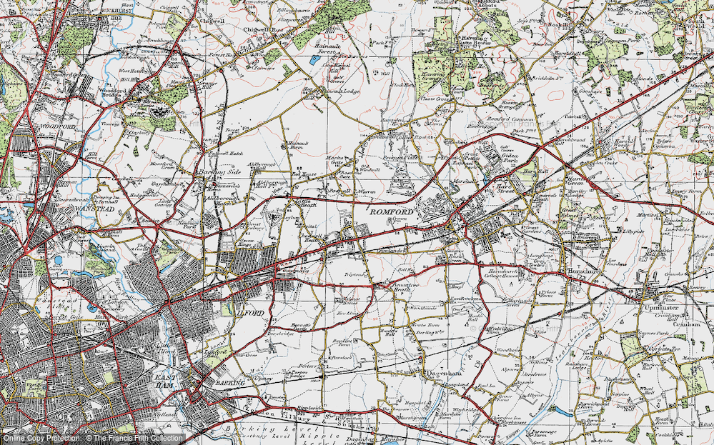 Old Map of Chadwell Heath, 1920 in 1920