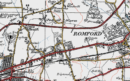 Old map of Chadwell Heath in 1920