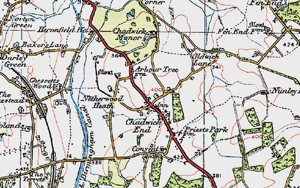 Old map of Chadwick End in 1919