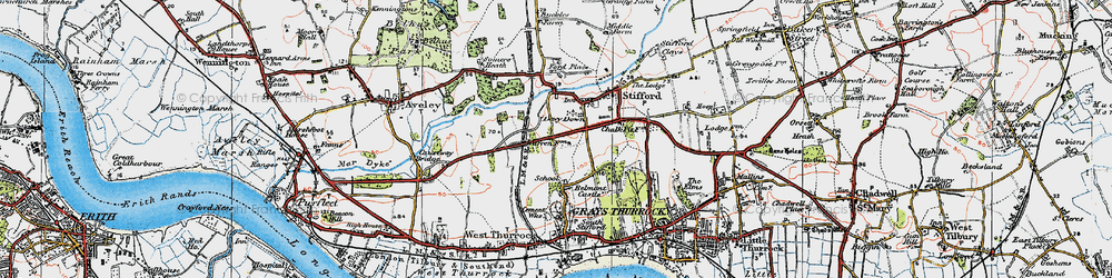 Old map of Chafford Hundred in 1920