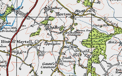 Old map of Chalbury Common in 1919