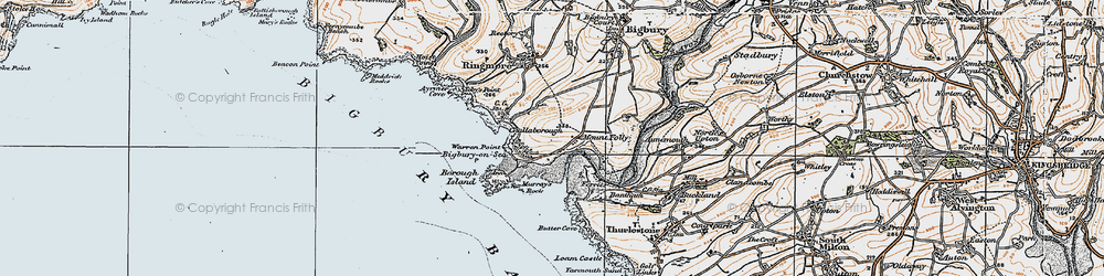 Old map of Challaborough in 1919