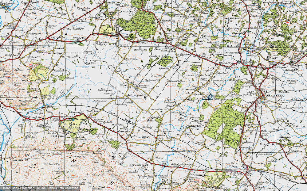 Old Map of Historic Map covering Lower Claverham Ho in 1920