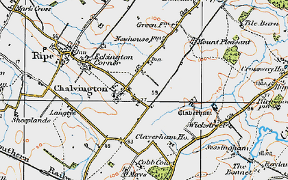 Old map of Chalvington in 1920