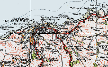 Old map of Chambercombe in 1919