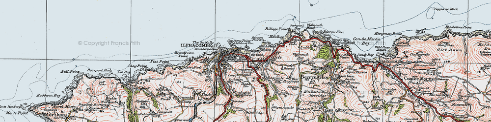 Old map of Chambercombe in 1919