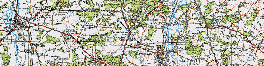 Old map of Chandler's Ford in 1919