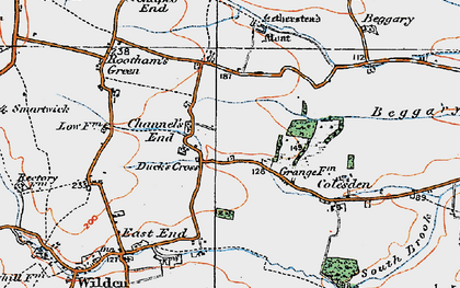 Old map of Begwary Brook in 1919
