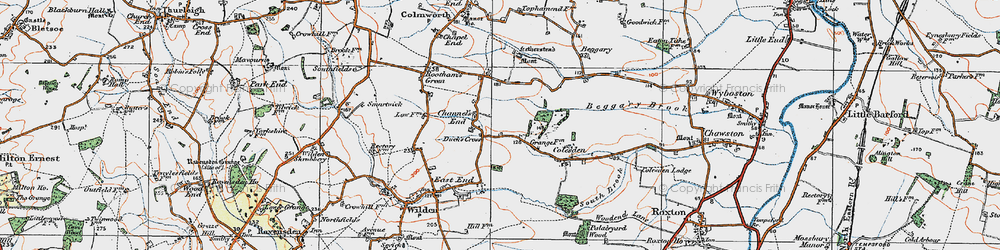 Old map of Begwary in 1919