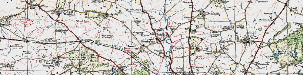 Old map of Chapel Brampton in 1919