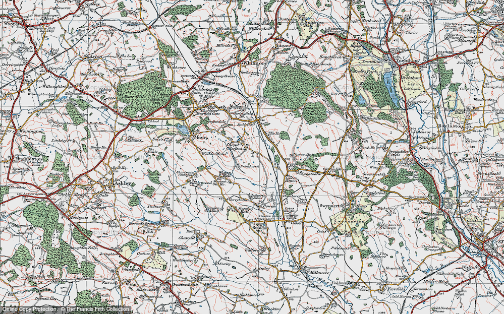 Old Map of Chapel Chorlton, 1921 in 1921