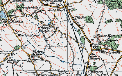Old map of Chapel Chorlton in 1921