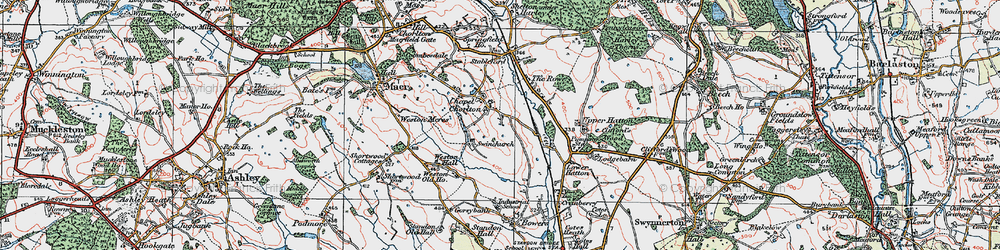 Old map of Chapel Chorlton in 1921