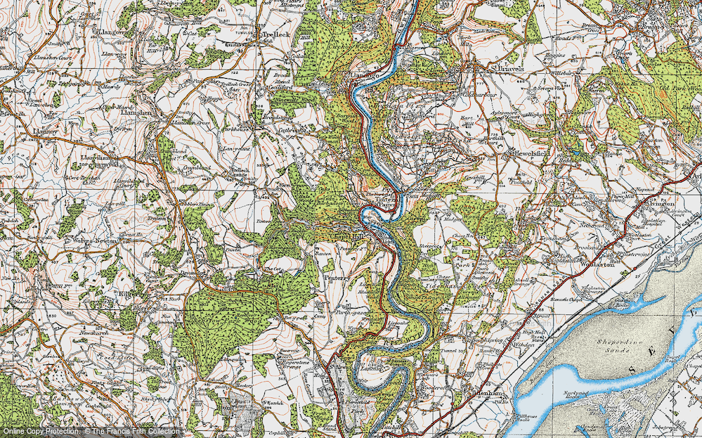Old Map of Historic Map covering Buckle Wood in 1919