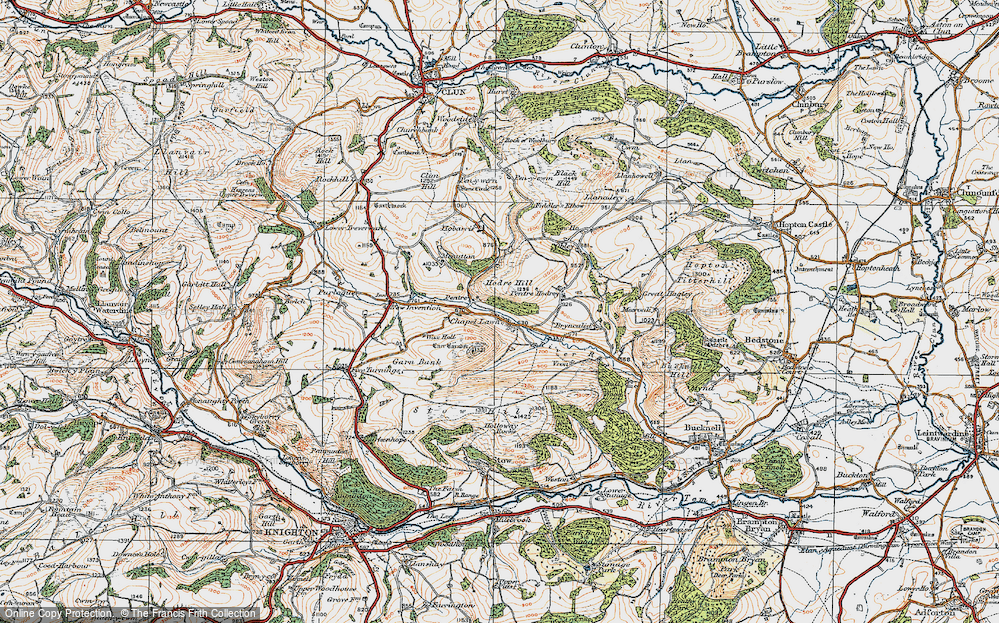 Old Map of Historic Map covering Caer Caradoc in 1920