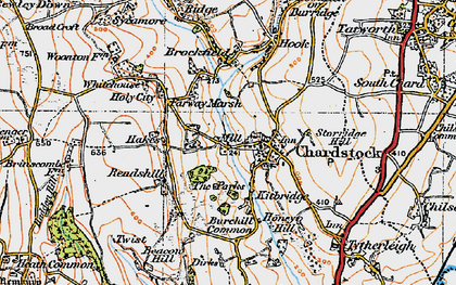 Old map of Chardstock in 1919