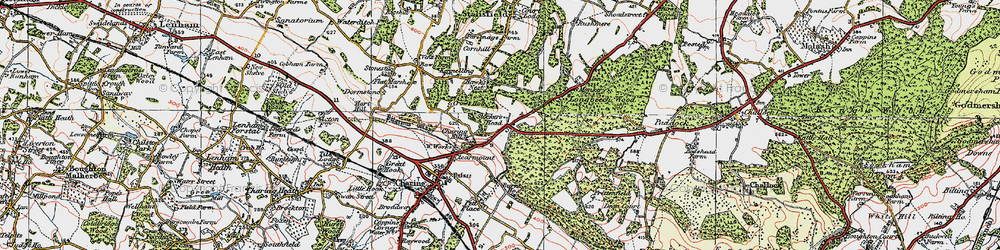 Old map of Charing Hill in 1921