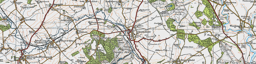 Old map of Charlbury in 1919