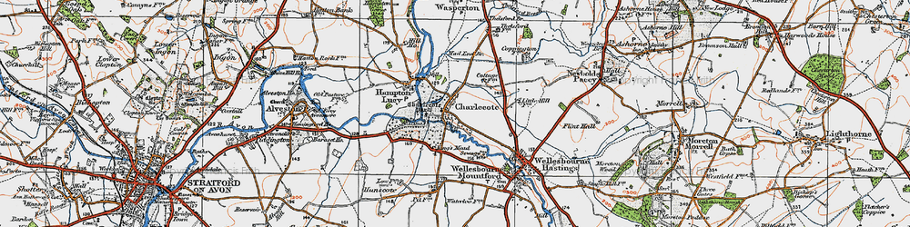 Old map of Charlecote in 1919