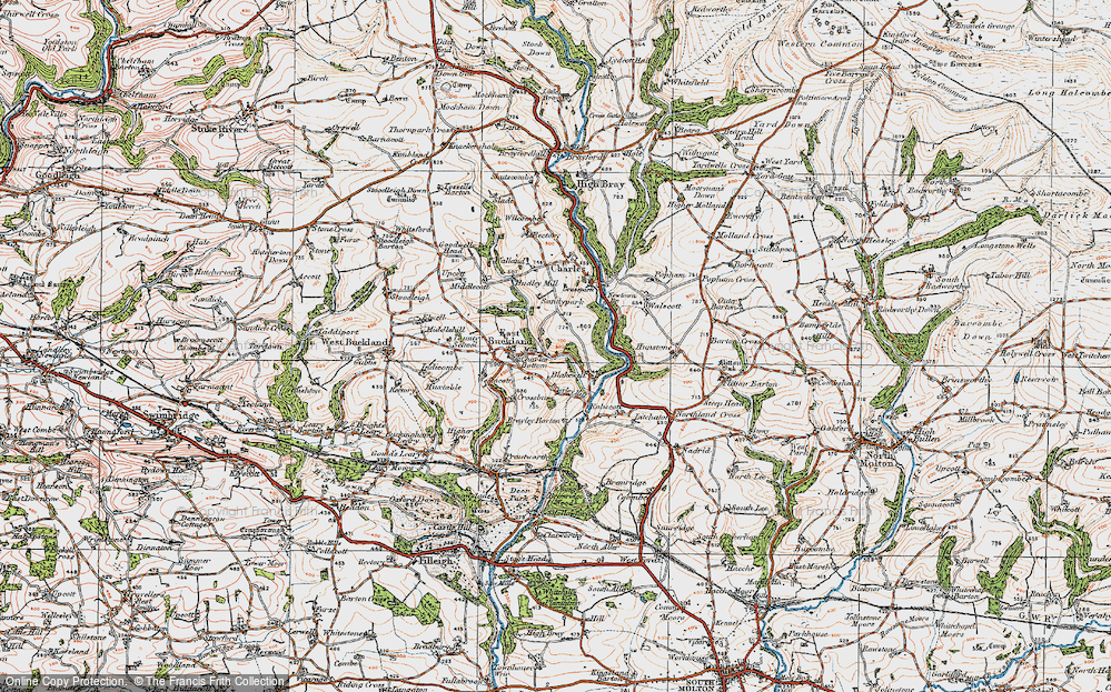 Old Map of Historic Map covering Brayley Barton in 1919