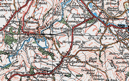 Old map of Charlesworth in 1923