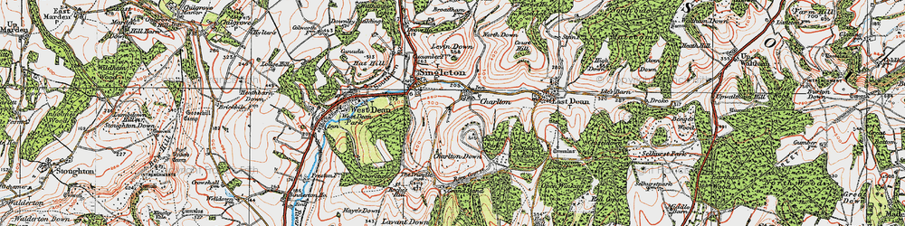 Old map of Levin Down in 1919