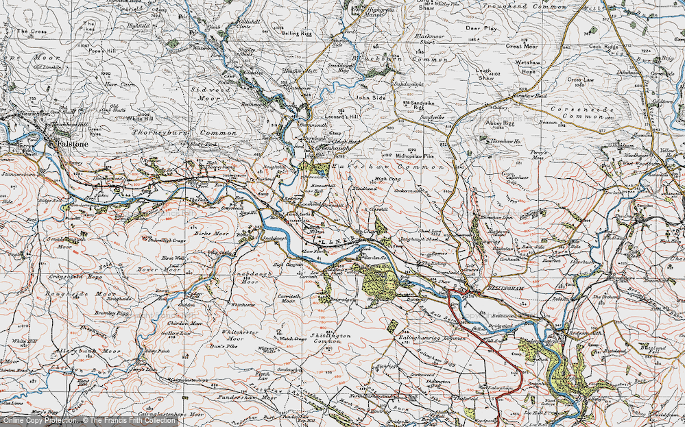 Old Map of Historic Map covering Brieredge in 1925