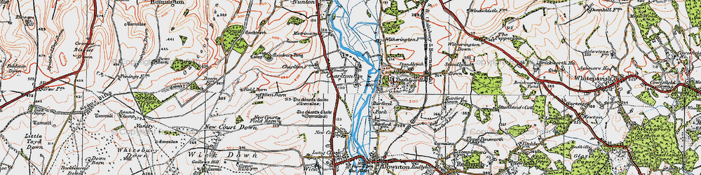 Old map of Charlton All Saints in 1919