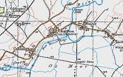 Old map of Charlton-on-Otmoor in 1919