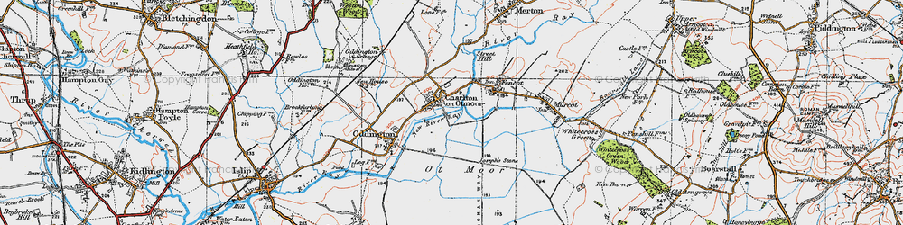 Old map of Charlton-on-Otmoor in 1919