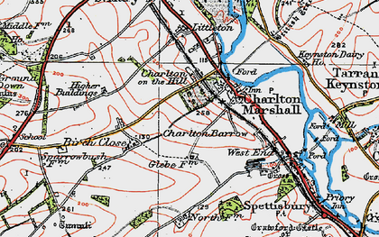 Old map of Charlton on the Hill in 1919
