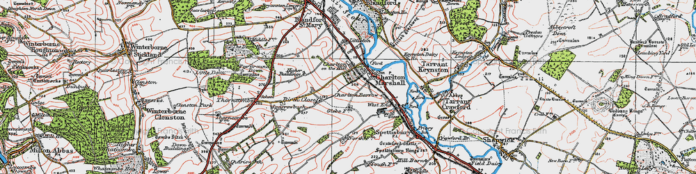 Old map of Charlton on the Hill in 1919
