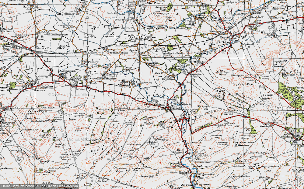 Old Map of Historic Map covering Broadbury Banks in 1919