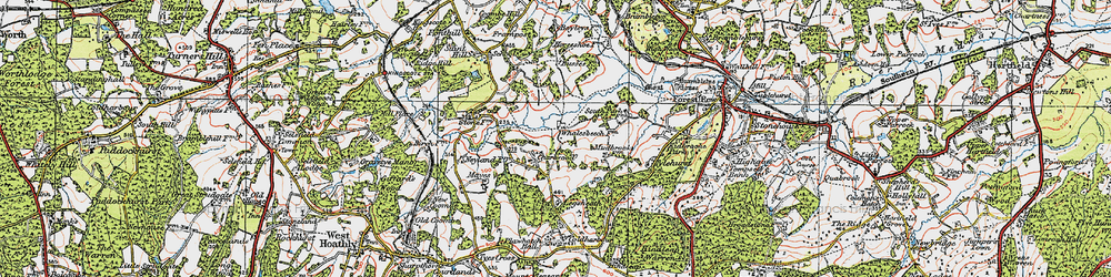 Old map of Charlwood in 1920