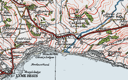 Old map of Charmouth in 1919