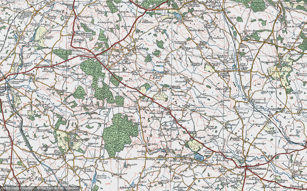 Old Map of Charnes, 1921 in 1921
