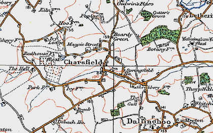 Old map of Boardy Green in 1921
