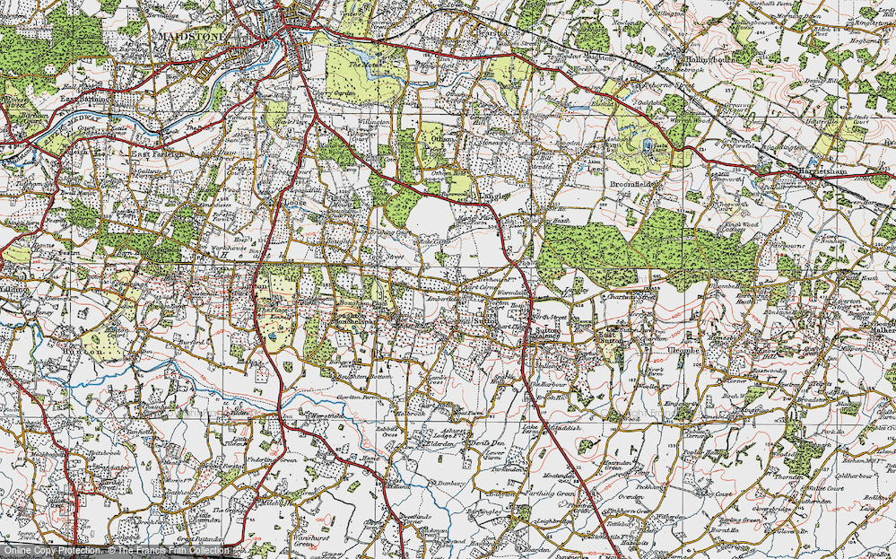 Old Map of Chart Sutton, 1921 in 1921