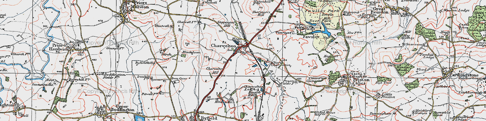 Old map of Charwelton in 1919