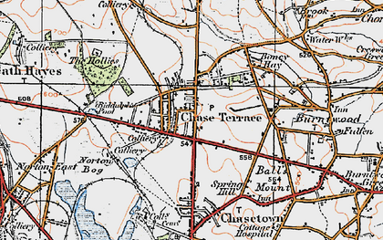 Old map of Chase Terrace in 1921