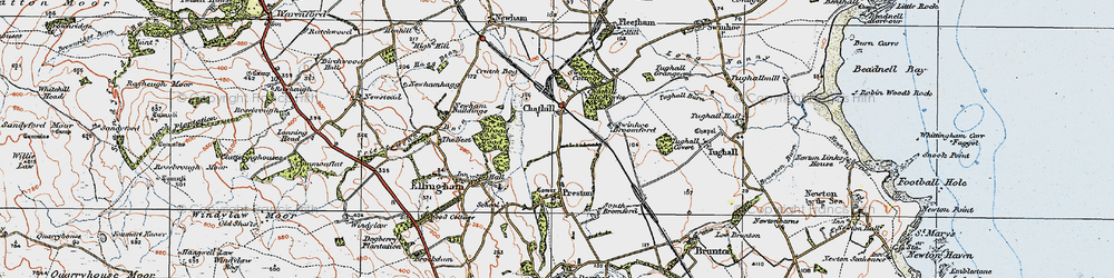 Old map of Chathill in 1926