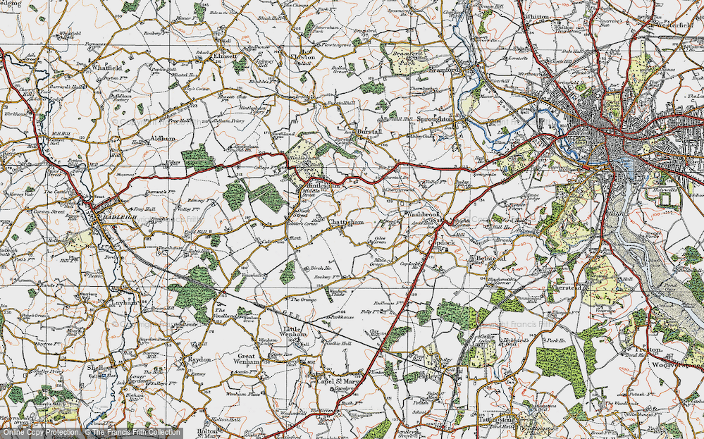 Old Map of Chattisham, 1921 in 1921