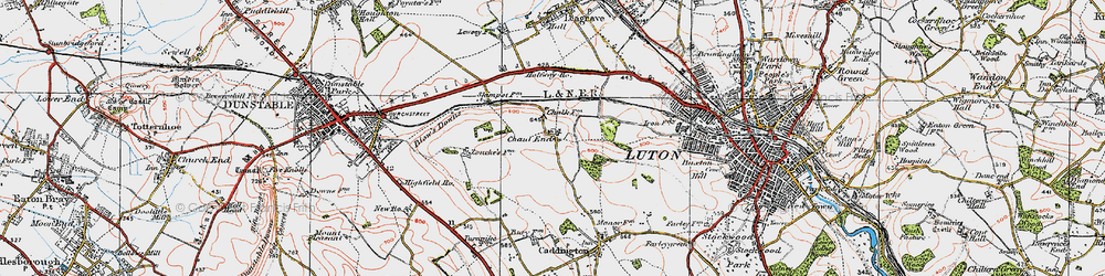 Old map of Chaul End in 1920