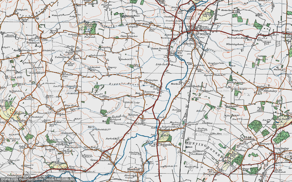 Old Map of Chawston, 1919 in 1919