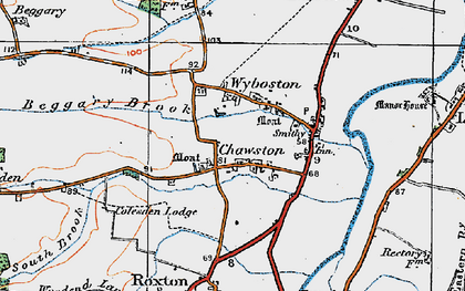 Old map of Chawston in 1919
