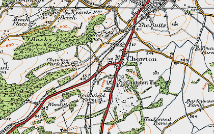 Old map of Chawton in 1919